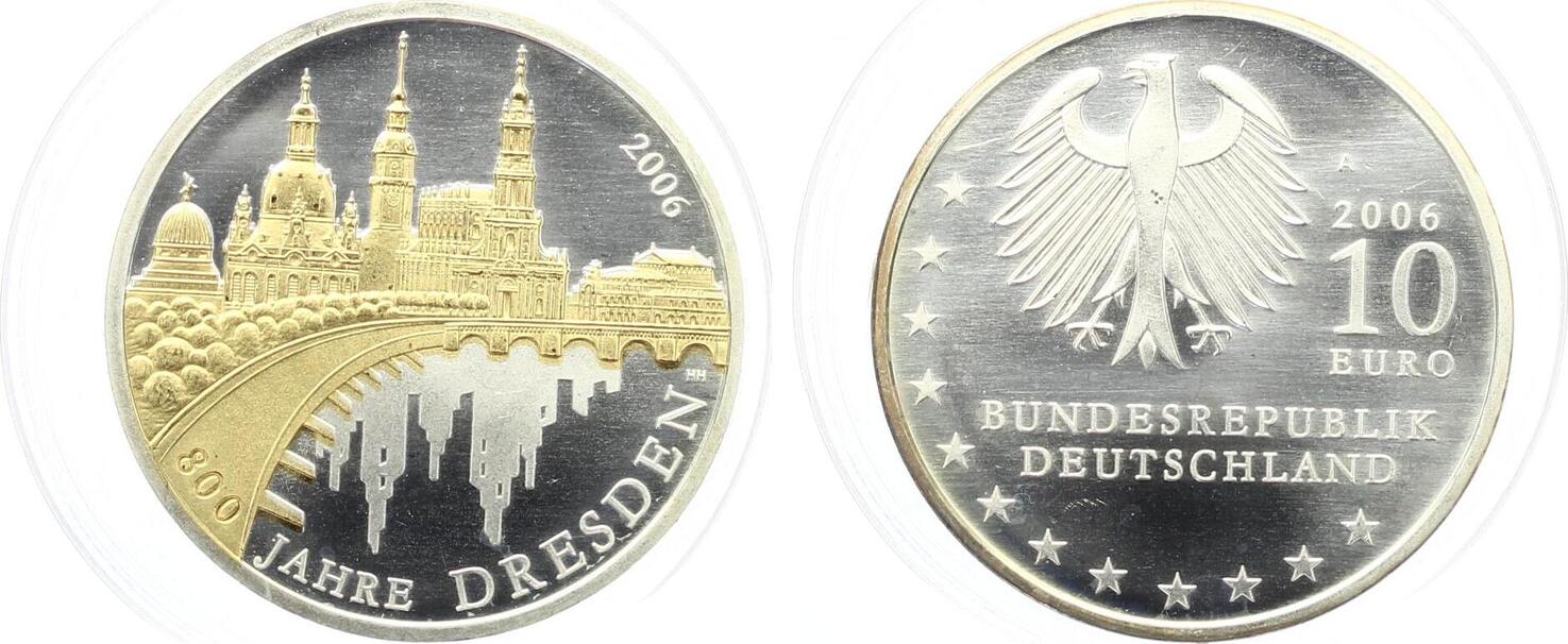 10 Euro 2006 800 Jahre Dresden UNC vergoldet | MA-Shops