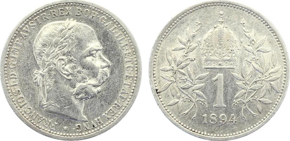 1894 1 Korona Ungarn Kursmünze Franz Josef I Krone EF