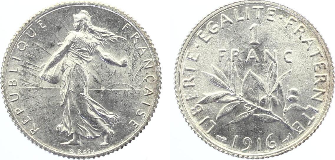 1916 Frankreich 1 Francs UNC | MA-Shops