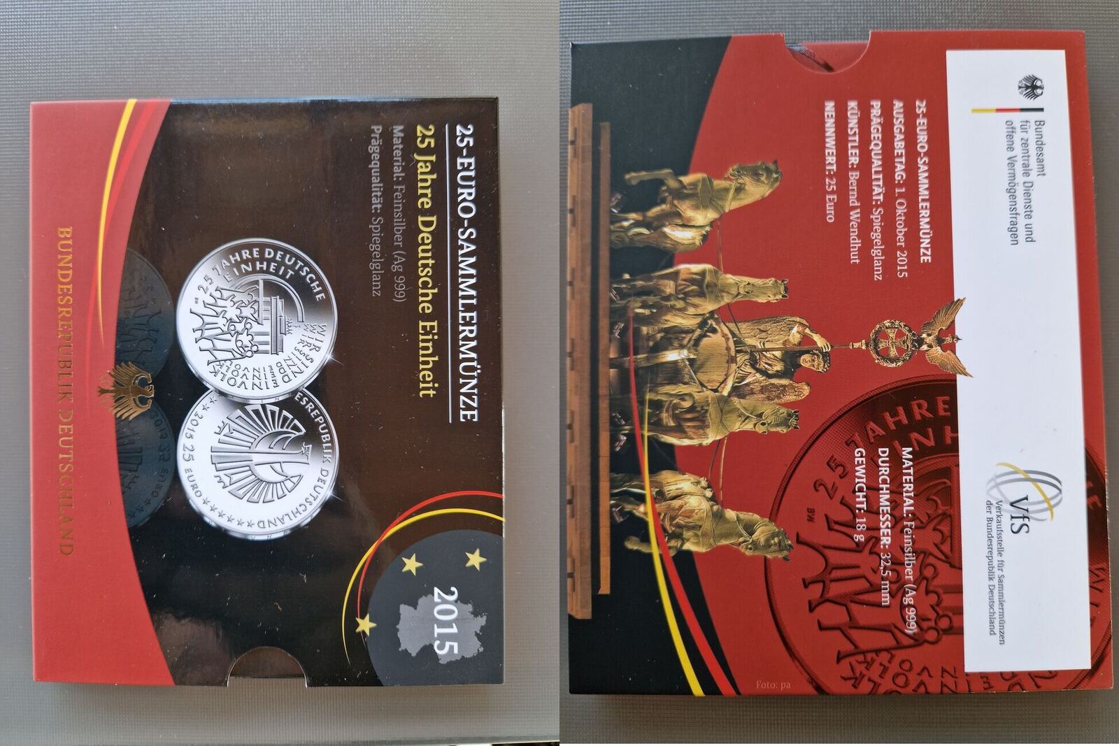 25 Euro Deutschland 2015 Deutsche Einheit Proof | MA-Shops
