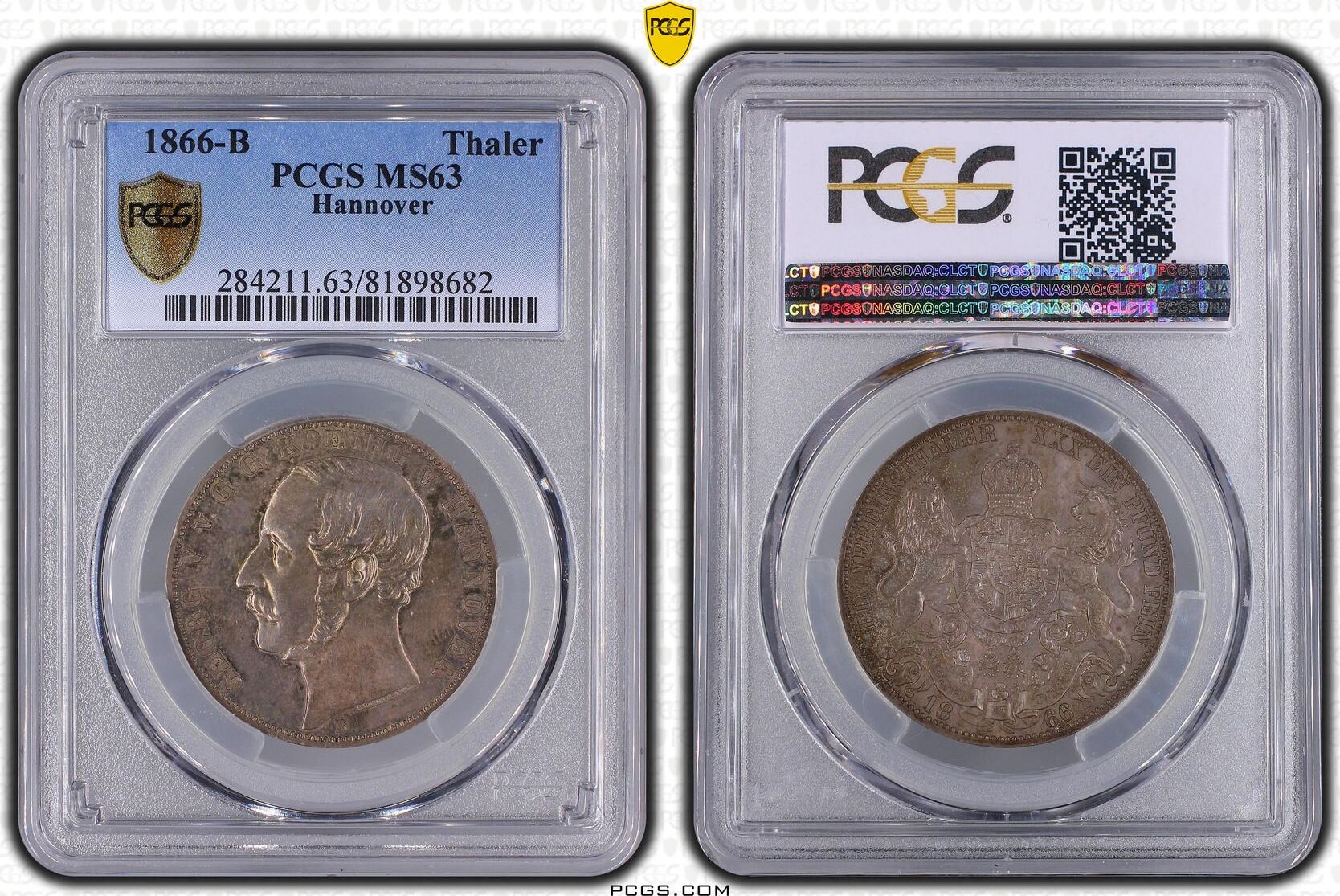 Thaler 1866-B Taler Hannover PCGS MS63 | MA-Shops