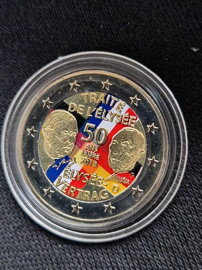 2 Euro Münze Elysee-vertrag 2013 Fehlprägung Erkennen 2013 2 Euro elysee Vertrag Farbig | MA-Shops