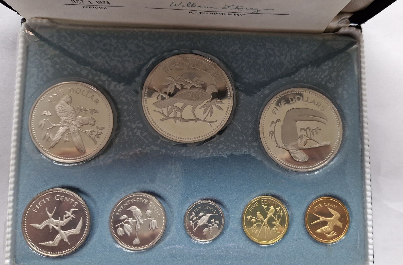 1974 Belize 8 Coin Proof Set 1 cent - 10 Dollar Kein Silber PP +