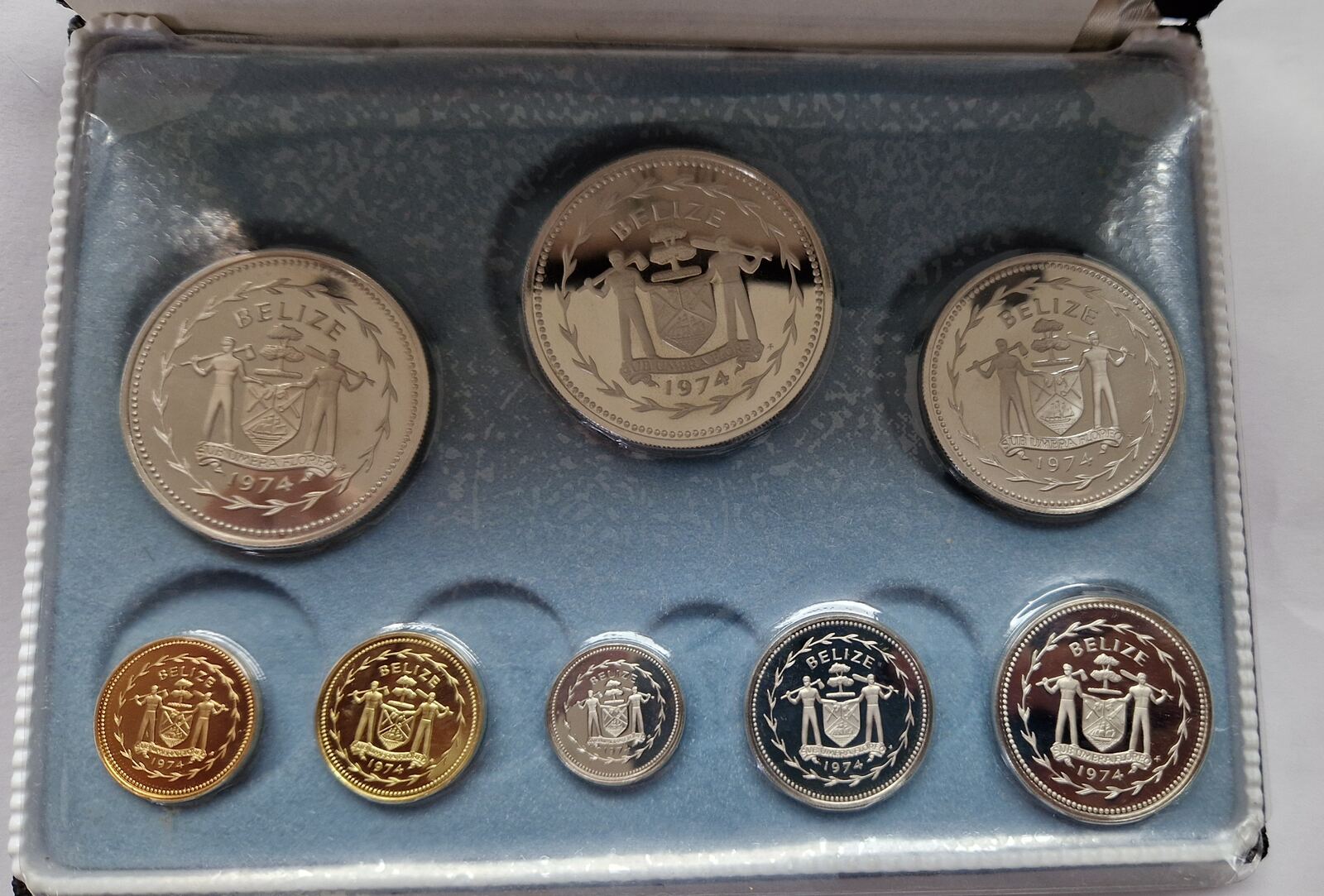 1974 Belize 8 Coin Proof Set 1 cent - 10 Dollar Kein Silber PP +