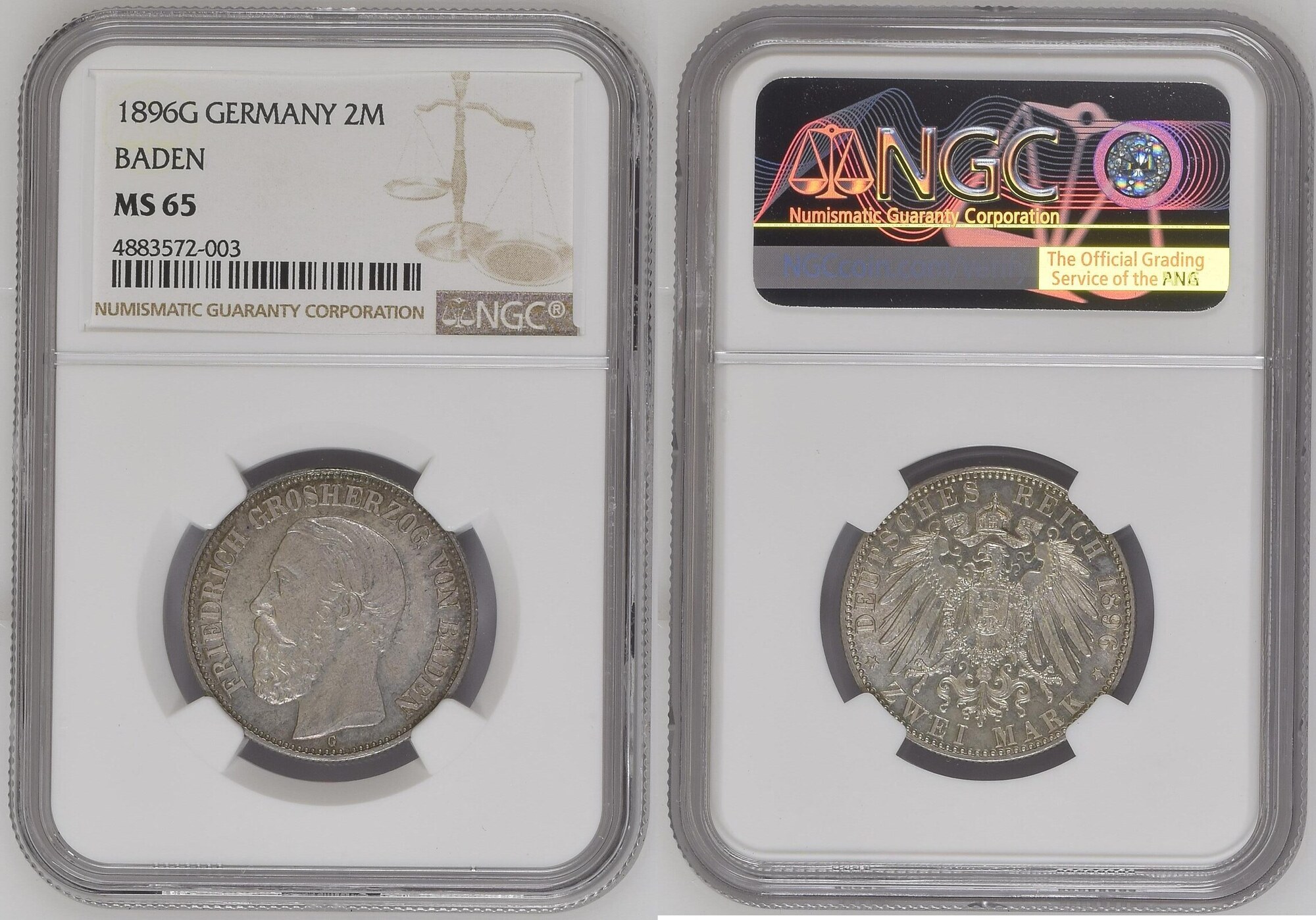 Germany 1896g 2 Mark Baden Jaeger 28 Ngc Ms 65 