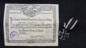 Kaiserreich 1918 Orden und Verleihungsurkunde f&uuml;r das Eiserne Kreuz 2. K... 779.58 元  ＋  62.37 元 运费