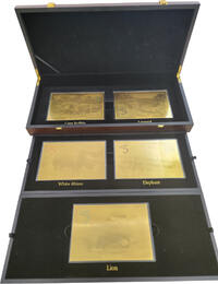 Tschad 10.000 Francs CFA Gold Big Five Set 2023 - Nr. 84/499 im Original Holzkasten - Selten CH UNC