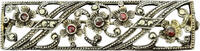 Schmuck Brosche Antik, Durchbrochen, mit Makasitten und Granatsteinen 19. Jahrhundert -
