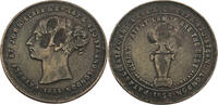 1 Penny Token 1854 England Büste von der jungen Quen-Victoria  - mit Entwertungstempel - selten ss+