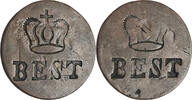 10 Centimes o. J. Belgien mir 2 Gegenstempeln Preußische Krone + BEST  - sehr selten ss-vz