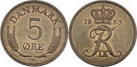 Dänemark 5 Öre 1963 König Frederick IX (1947 - 1972) ss-vz 2.33 US$  +  11.06 US$ shipping