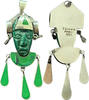 Anhänger o. J Mexiko Vintage Malachit geschnitzt emailiiert Azteken Maya II