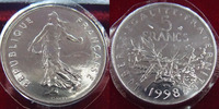 France 5 Francs 5 Francs semeuse de Roty 1998, G.771 BU (brillant universel) -