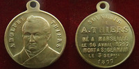 Personnages célèbres Adolphe Thiers, 1797-1877, medaillette en laiton avec beliere, Né à Marseille mort à St Germain, 24 mm SUPERBE/TTB+ -