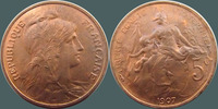 France 5 centimes 5 centimes Daniel Dupuis 1907, G.165 presque SUPERBE -