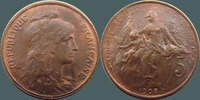 France 5 centimes 5 centimes Daniel Dupuis 1908, G.165 TTB à SUPERBE -