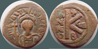 Byzantine Empire Follis MAURICE TIBERE, MAURICIUS TIBERIUS, 1/2 Follis Constantinople, 582-602, 5,43 grms, TB à TTB -