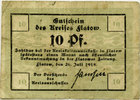 Allemagne, Deutschland, Germany, kriegsgeld bankno 10 pfennig Kriegsgeld, Flatow gutschein fur 10 pfennig, 1918 TB -