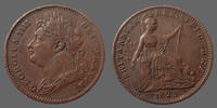 Grande Bretagne, Great Britain, Angleterre farthing GREAT BRITAIN, GRANDE BRETAGNE, Georges IV, farthing 1825, KM.677 TTB+ -