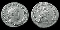 Roman Empire antoninien PHILIPPUS I Arabs, PHILIPPE Ie l'arabe, antoninien Rome en 247, ROMAE AETERNAE Rome assise à gauche, 21-22mm, 3,61 grms, RIC 65 -