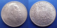 Allemagne, Deutschland, Bayern, Baviere 2 mark BAYERN, BAVIERE, Luitpold prinz régent von Bayern, 2 mark 1911 D, J.48 Petites traces sinon SUP -