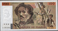 Billets de la cinquième République 100 Francs 100 Francs Eugène Delacroix 1993, billet, F.69 bis / 7 SPL+ -