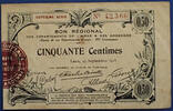 Aisne et Ardennes 50 centimes Aisne et Ardennes, bon régional de 50 centimes, 19 Septembre 1915, septième série N° 42,366, P.02 / 1301 TB à TTB -