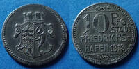 Allemagne, Deutschland, Friedrichshafen 10 pfennig Friedrichshafen, kriegsgeld, 10 pfennig 1918, légère corrosion sinon TTB+/TTB -