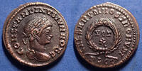 Roman Empire nummus CONSTANTINUS II Caesar, CONSTANTIN II César, nummus Lyon (Lugdunum) en 323 - 324, Caesarum Nostrorum vot x, 18mm, 3,58g manque a -