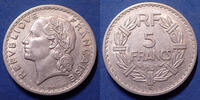 France 5 Francs 5 Francs Lavrillier 1946 C aluminium, Gouvernement provisoire, Gad.766 TTB+ -