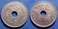 Congo Belge 10 centimes Congo Belge, 10 centimes 1911, KM.18 traces de nettoyage sinon TTB+ -
