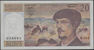 Billets de la cinquième République 20 Francs 20 Francs Debussy 1983, M.012 / 038683, F.66 Neuf -