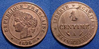 France 1 centime 1 centime Cérès d'Oudiné 1896 A Paris, Gad.88 petites tâches sinon SUP -
