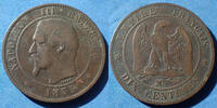 France 10 centimes Napoléon III, 10 centimes 1855 MA Marseille, chien, Gad.248 TB/TB+ -