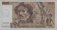 Billets de la cinquième République 100 francs 100 francs Eugène Delacroix, billet de 1995, M.258/579851, F.69ter/2a SPL -