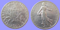 France 2 Francs 2 Francs 1900 semeuse de Roty, gad.532 TB à TTB -