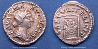Roman Empire denarius Faustina minor, Faustine fille, denarius Roma en 161-175, Pulvinar, RIC 711, 17mm, 3,27g, SUP -