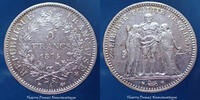 France 5 Francs 5 Francs Hercule 1874 A Paris, G 745a, TTB ss 46.57 US$  +  11.64 US$ shipping