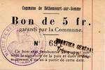 B&eacute;thencourt sur Somme 5 Francs 1914 - 1918 bon communale - Quartier g&eacute;n&eacute;... 20.83 US$  +  11.57 US$ shipping