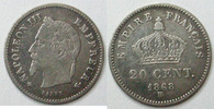 France 20 centimes NAPOLEON III, 20 centimes lauré 1868 BB Strasbourg, G.309 TTB -