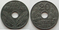 France 20 centimes 20 centimes 1941 Zinc, G.321 SUPERBE -