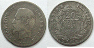 France 20 centimes NAPOLEON III, 20 centimes non lauré 1854 A Chien, G.305 TB -