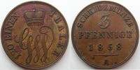 Allemagne, Deutschland, Schaumburg Lippe 3 pfennig Schaumburg Lippe, 3 pfennig 1858, J.10 TTB -