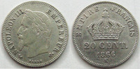 France 20 centimes NAPOLEON III, 20 centimes lauré 1866 K Bordeaux, G.308 Presque TTB -
