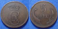 Denmark - Danemark 5 Ore 1875 CS Chistian IX - KM.794 Fast SS 13.89 US$  +  11.57 US$ shipping