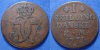 Denmark - Danemark 1 Skilling Danske 1771 christian VII - KM.616 Fast SS 8.68 US$  +  11.57 US$ shipping