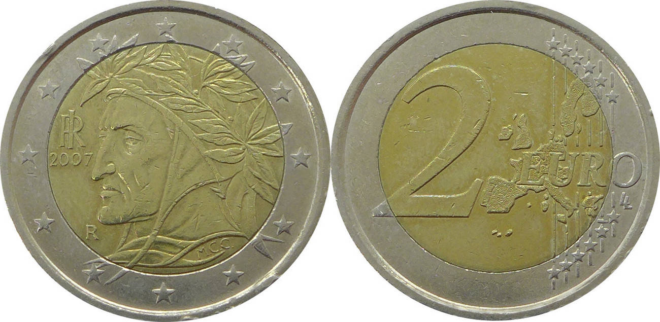 Italien 2 Euro 2007 Dante Alighieri UNC | MA-Shops