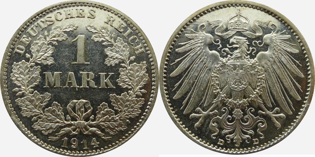 Deutschland Kaiserreich 1 Mark 1914 D Eine Mark Deutsches Reich - J.17 ...