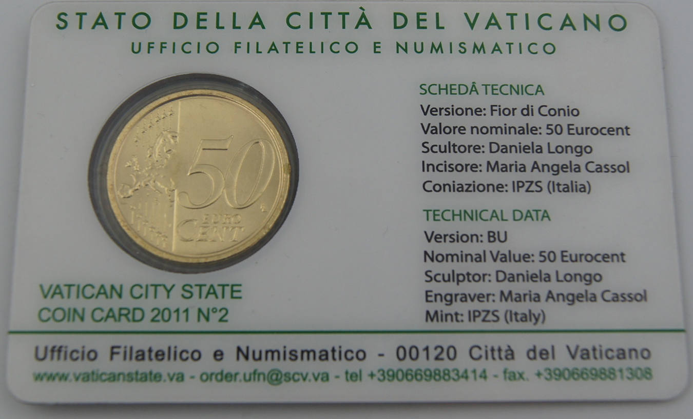 Vatikan 50 Cent Vatican City Coin Card 2011 No. 2 BU im Blister