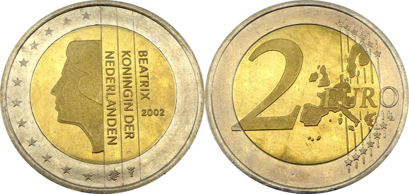 2 Euro Münze Beatrix Königin Der Niederlande 2002 Wert Niederlande 2 Euro 2002 Königin Beatrix CH UNC | MA-Shops